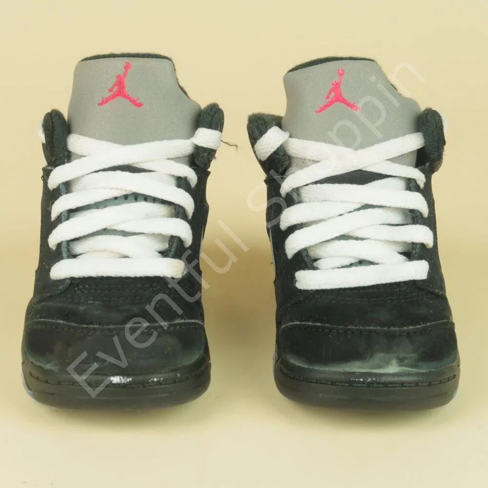 Nike Air Jordan 5 Retro OG TD Size 4C Black Metallic Reimagined Shoes HF3977-001